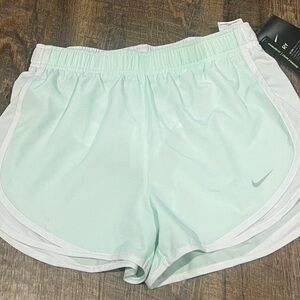 Nike Womens Light Mint Athletic Shorts White Trim Dri-Fit size S liner Brief